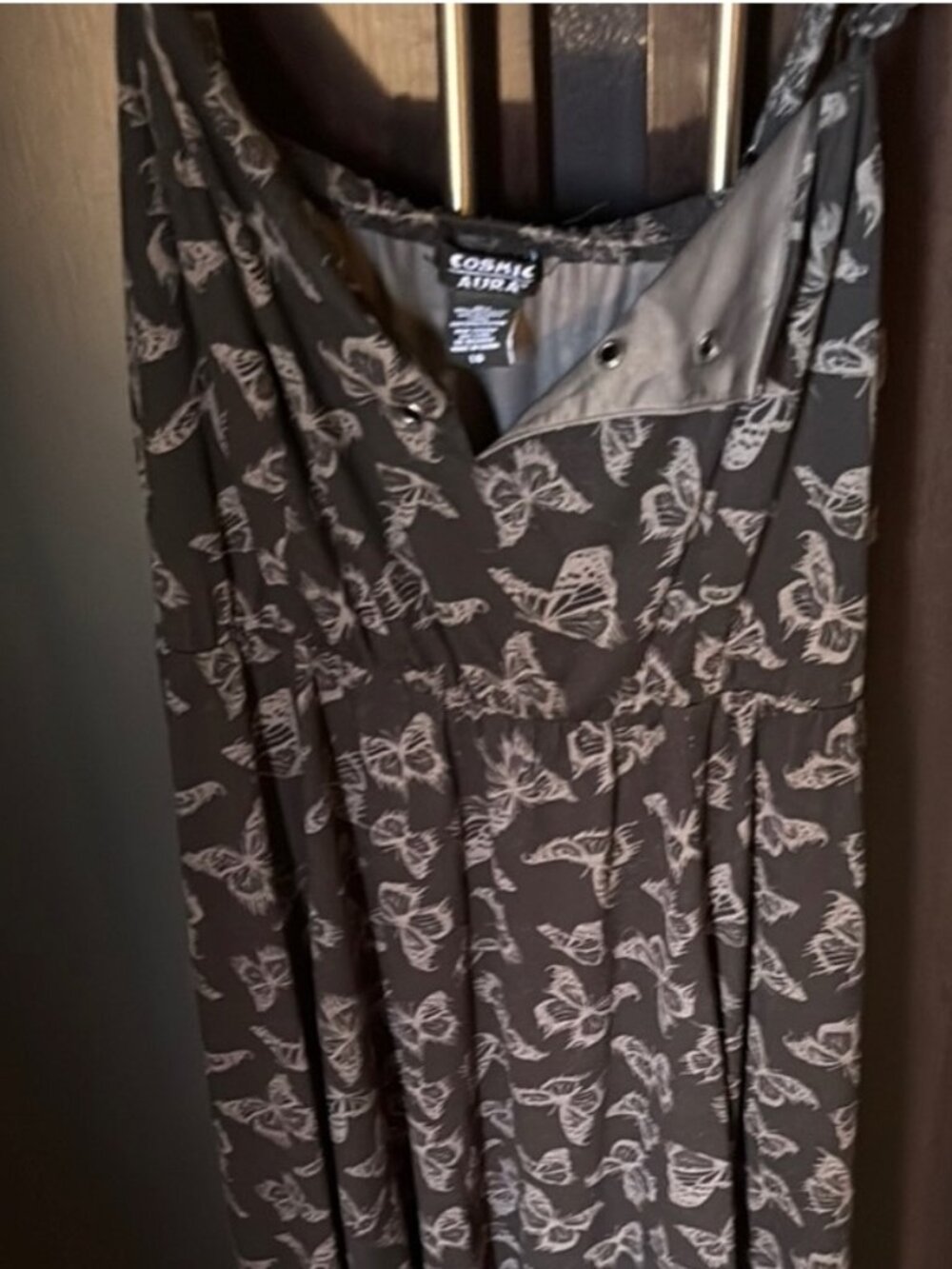 Gray and White Sleeveless Spaghetti Strap Maxi Sundress